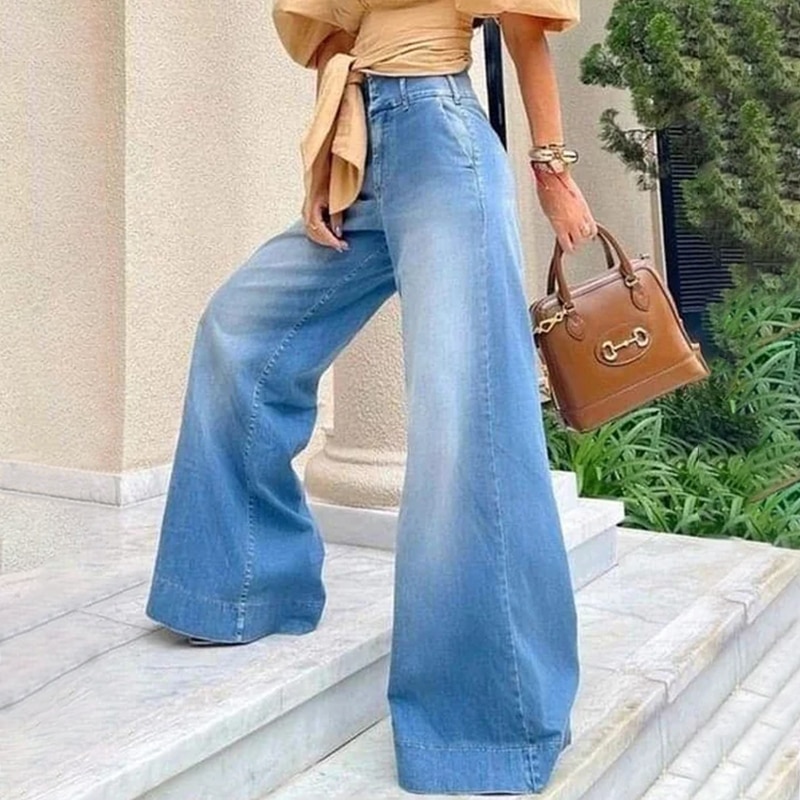 2023 New Fashion Spring Women Clothing High Waist Loose Wide Leg Jeans Full Length Casual Baggy Women's Trousers Vintage Pants